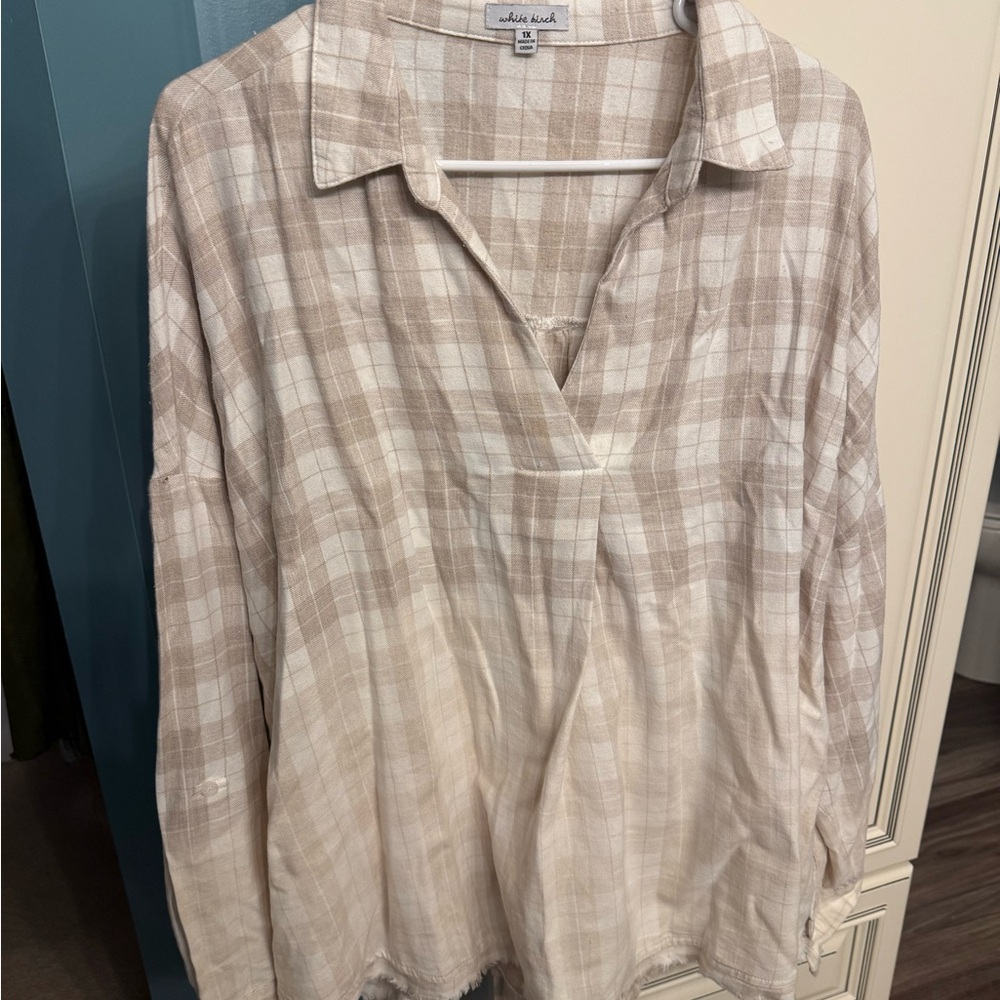White Birch 1x plaid ombré shirt
